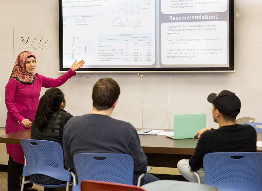 professor teaching a small class