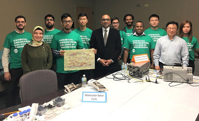 Chemical engineering students with department head Vikas Berry and faculty