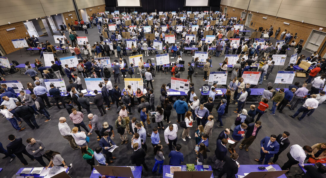 The 2023 Engineering Senior Design Expo held at the Isadore and Sadie Dorin Forum.