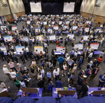 The 2023 Engineering Senior Design Expo held at the Isadore and Sadie Dorin Forum.
                  