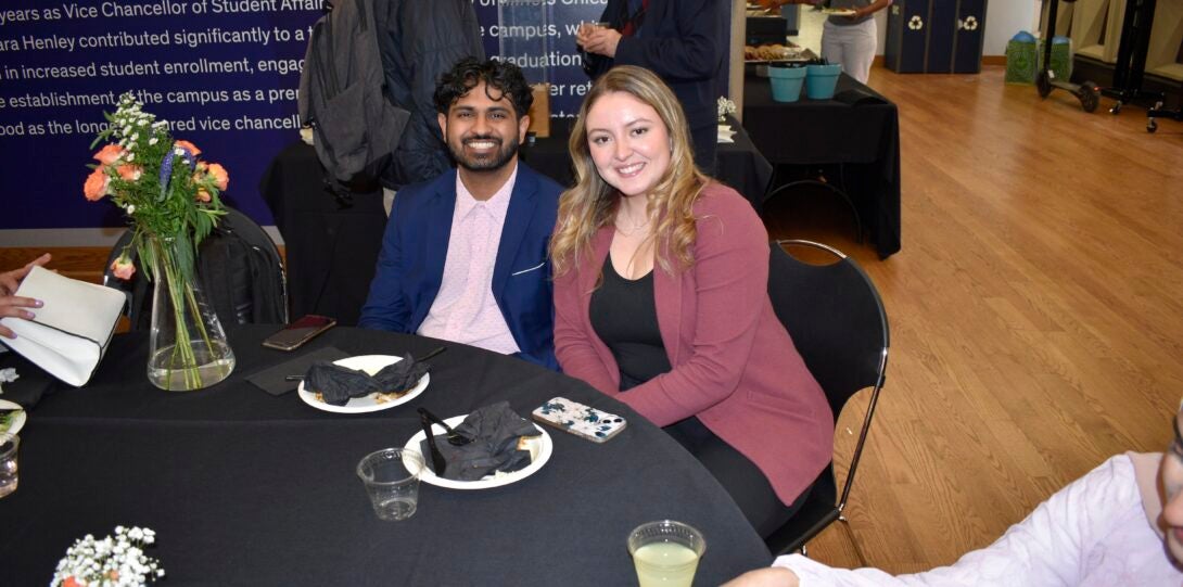 Shray Patel and Melina Savaglio enjoy the ChE banquet