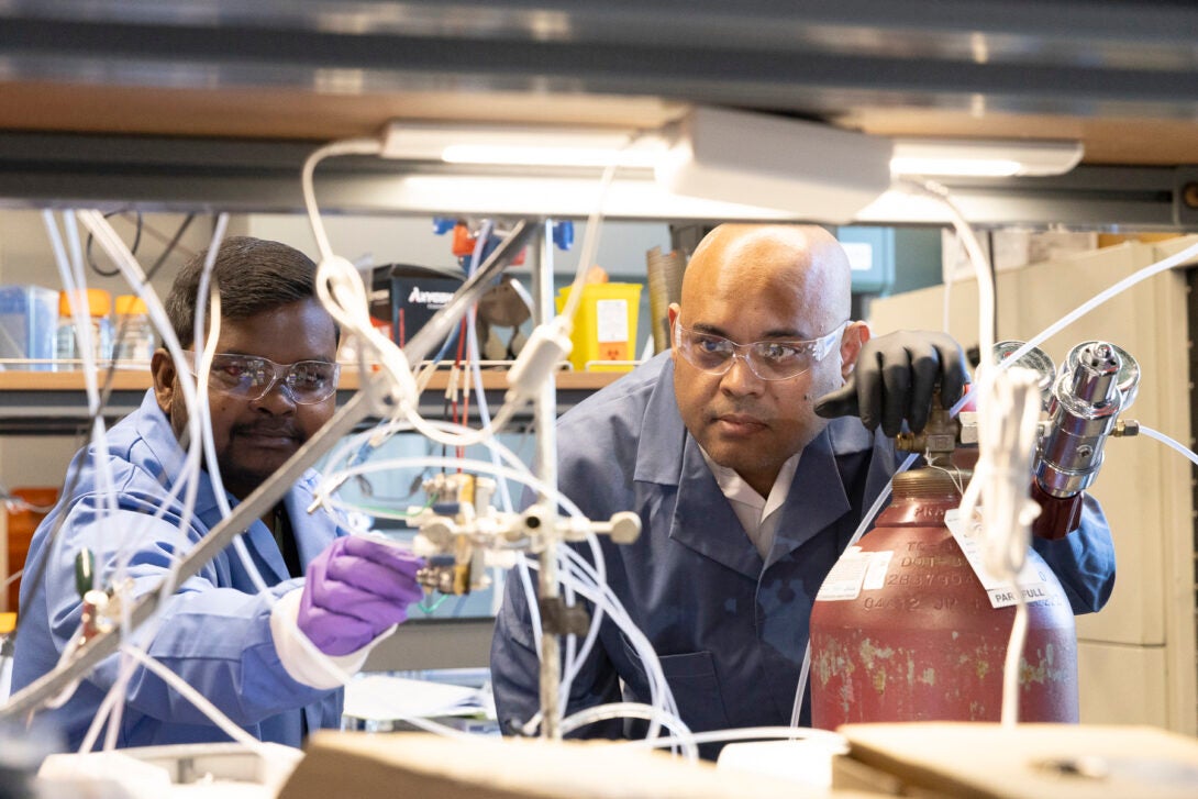 professor and  student in lab