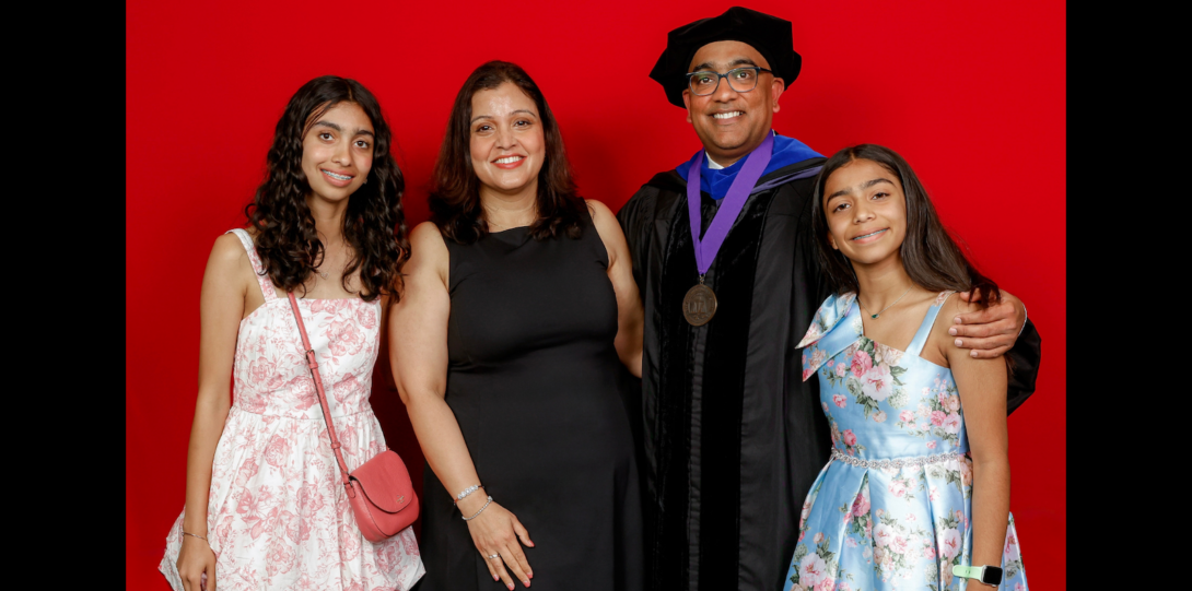 ChE Department Head and Professor Vikas Berry and his family at the investiture ceremony.